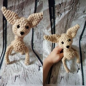 Beige Crochet Chihuahua Amigurumi